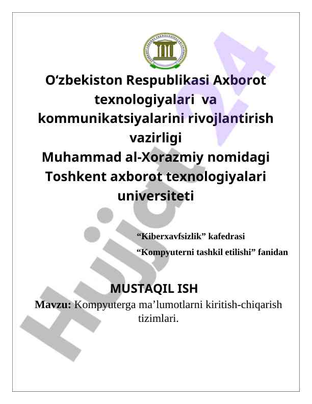 Kompyuterda ma'lumotlarni kiritish-chiqarish tizimlari