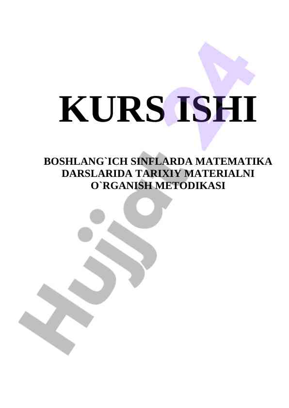 Boshlang'ich sinflarda matematika o'qitish metodikasi