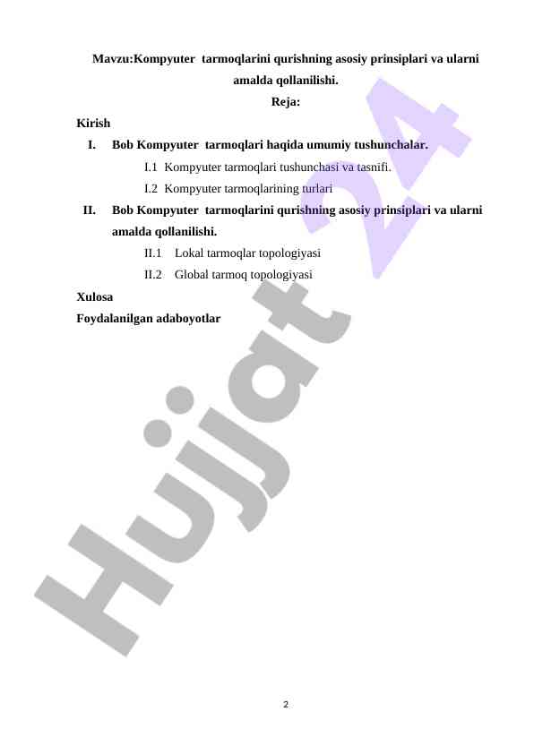 Kompyuter Tarmoqlarini Qurish Prinsiplar