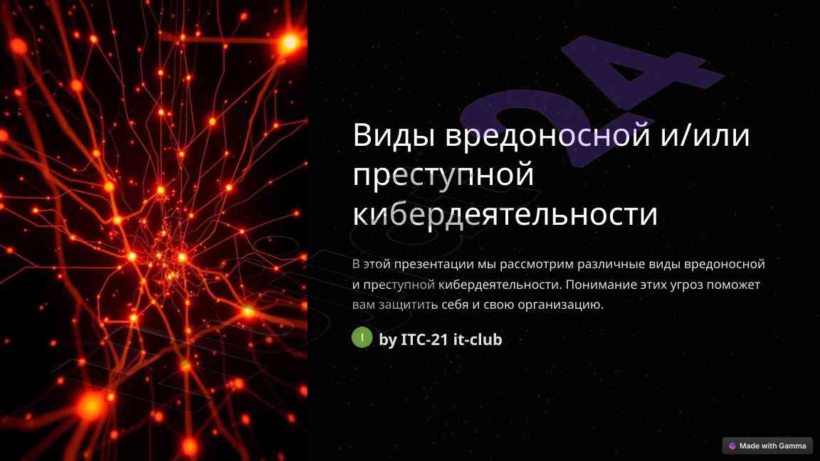 Виды вредоносной и преступной кибердеятельности