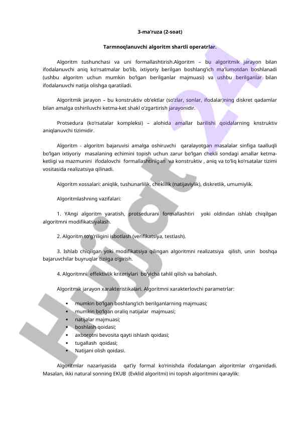 Tarmnoqlanuvchi algoritmlar va shartli operatorlar