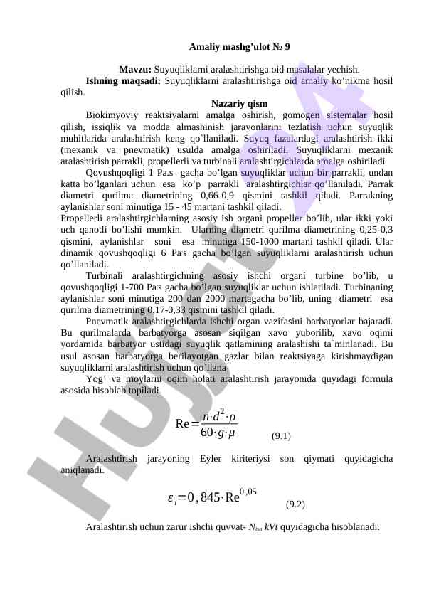 Suyuqliklarni aralashtirishga oid masalalar yechish