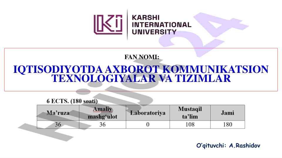 Iqtisodiyotda axborot-kommunikatsion texnologiyalar