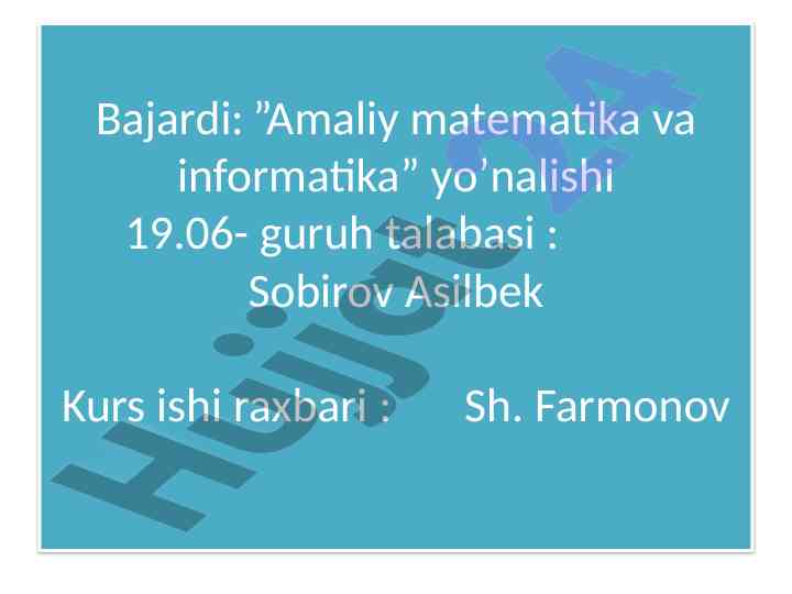 Get va set usullari bilan amaliy matematika