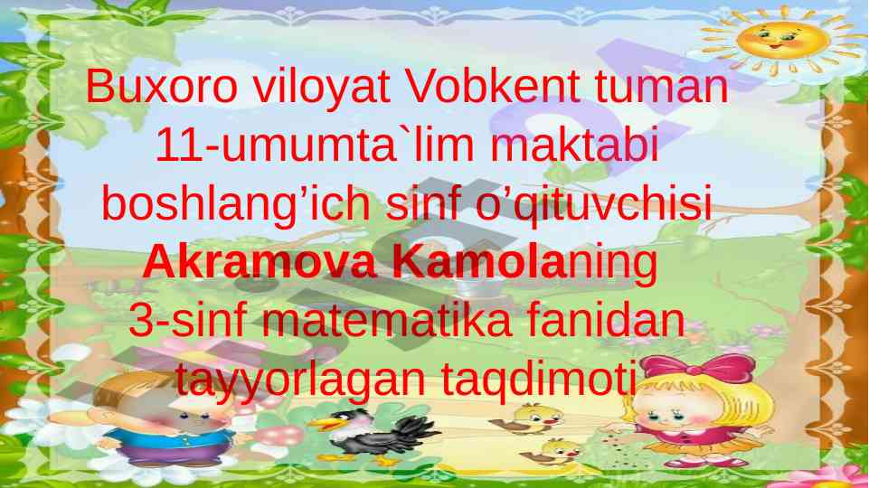 Matematika fanidan taqdimot: 3-sinf misollari