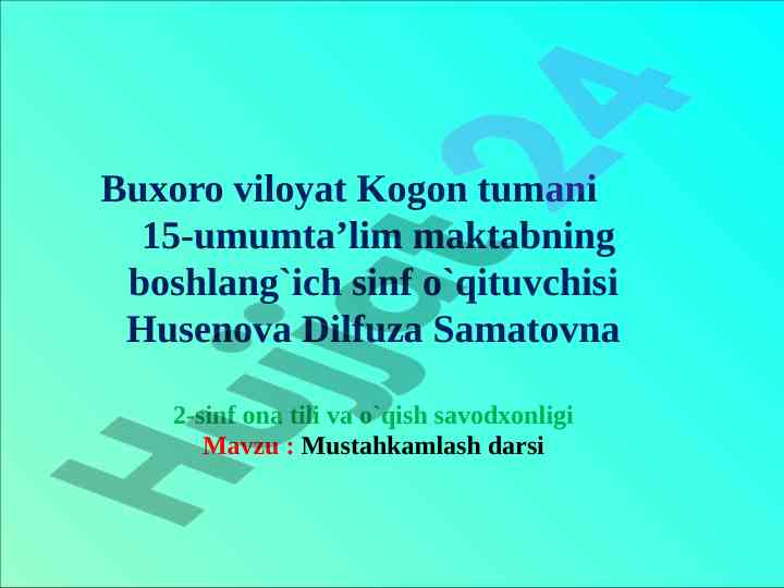 Ona tili bo‘yicha mustahkamlash darsiga dastur
