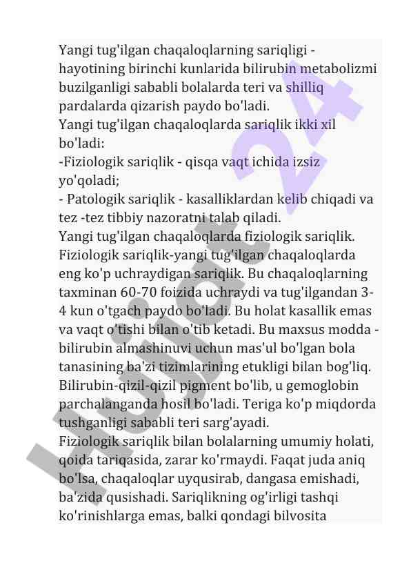 Yangi tug'ilgan chaqaloqlarning sariqlik asoslari