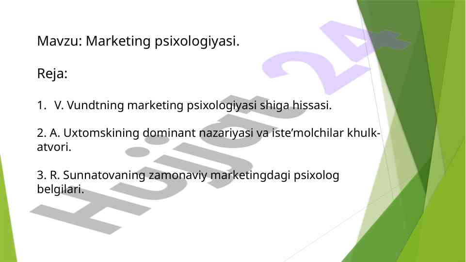 Marketing psixologiyasi va vundtning ta'siri