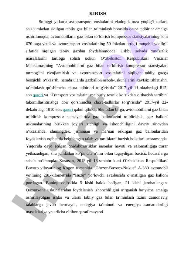 Avtotransport Vositalarini Yoqilgi Turlarini O‘rganish