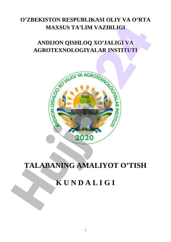 O’simliklarni himoya qilish amaliyot hisoboti 2022