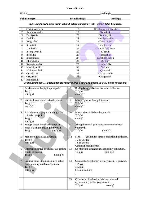 Emotsional qobiliyatlarni baholash testi