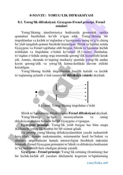 Yorugʻlik difraksiyasi va gyuygens-prinsipi