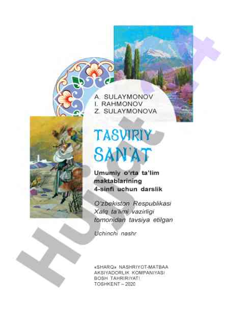 Tasviriy san'at darsligi 4-sinf uchun tavsiya etilgan