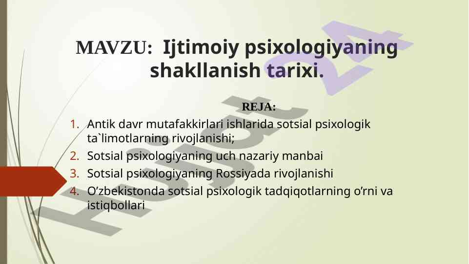 Ijtimoiy psixologiyaning shakllanish tarixi