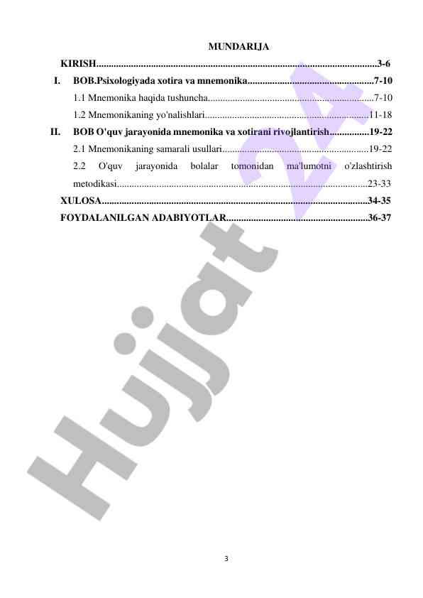 Xotira va mnemonika o'quv jarayonida rivojlantirish
