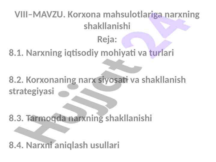 Narx shakllanishining iqtisodiy mohiyati va turlari