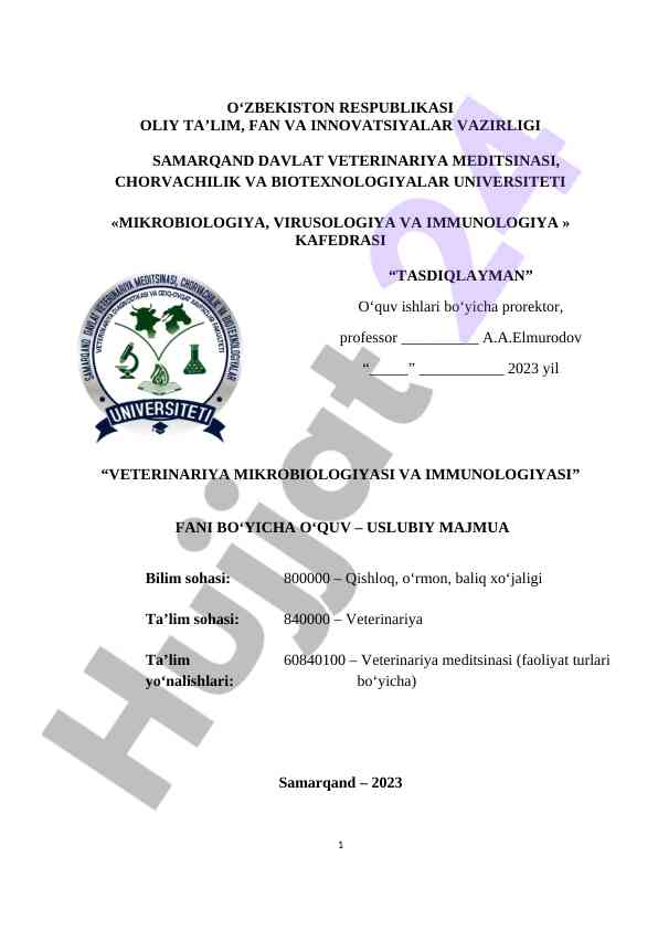 Veterinariya mikrobiologiyasi va immunologiyasi uslublari