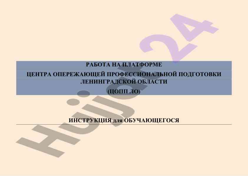 Instruction for students on the training platform