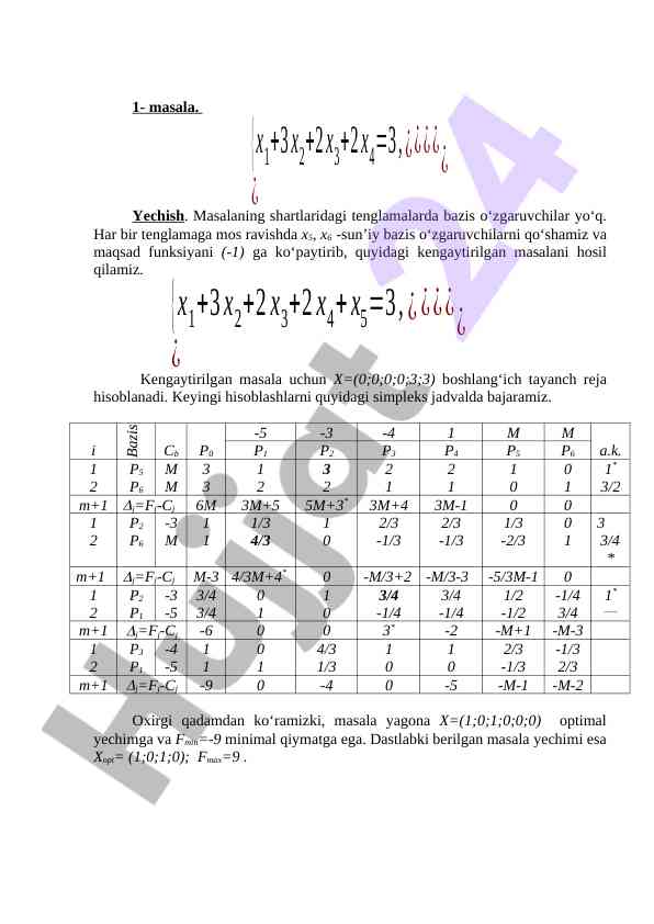 Chiziqli programmalaştirish masalalari