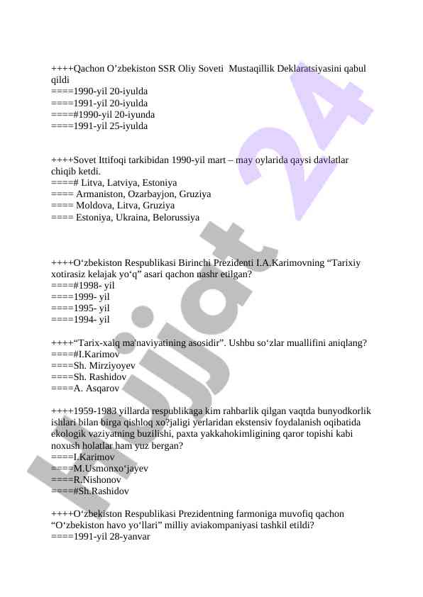 O‘zbekiston ssr mustaqillik deklaratsiyasi qabul qilindi