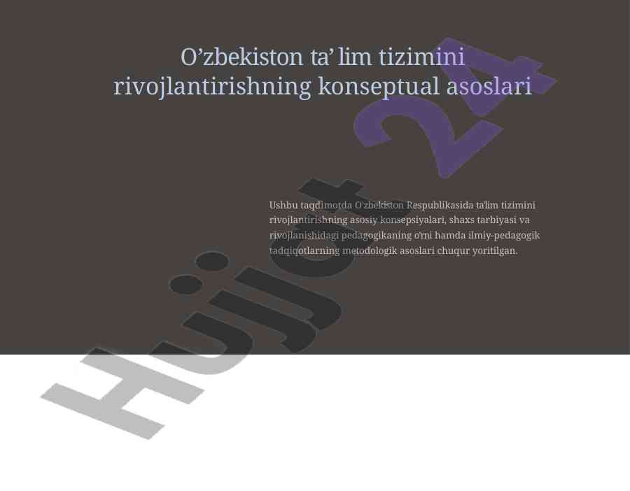 O'zbekiston ta'lim tizimini rivojlantirish konseptsiyalari