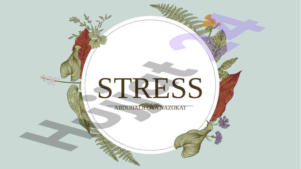 Stress psixologiyasi va terapiya tushunchalari