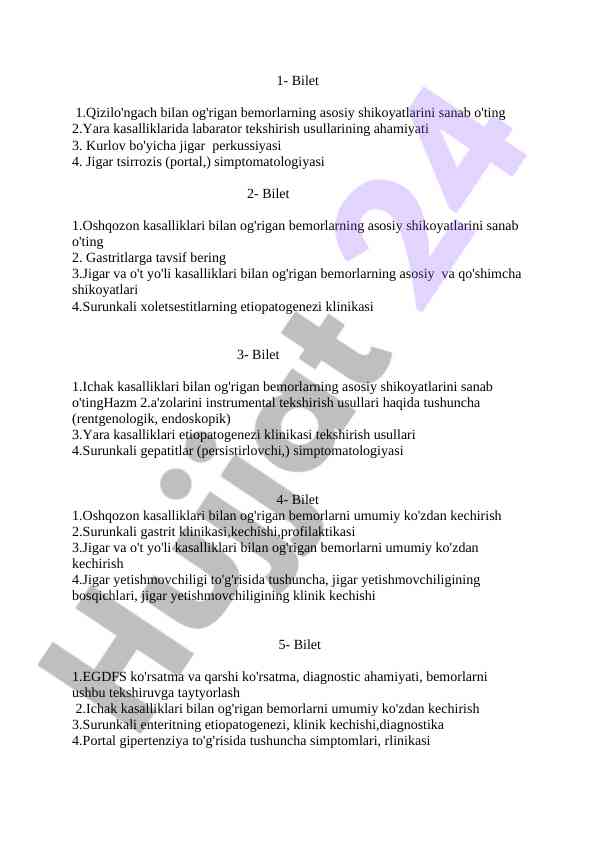 Klinik kasalliklar testlari va tahlillari