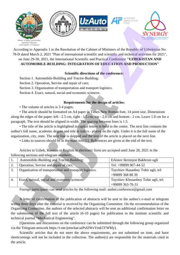 Uzbekistan and automobile-building conference guidelines