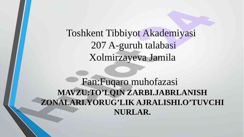 To'lqin zarbi va jabrlanish zonalari tahlili