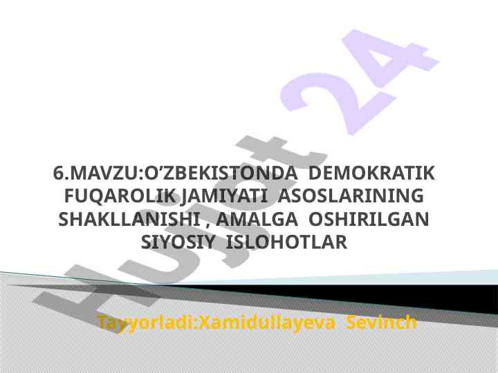 O‘zbekistonda demokratik fuqarolik jamiyati asoslari