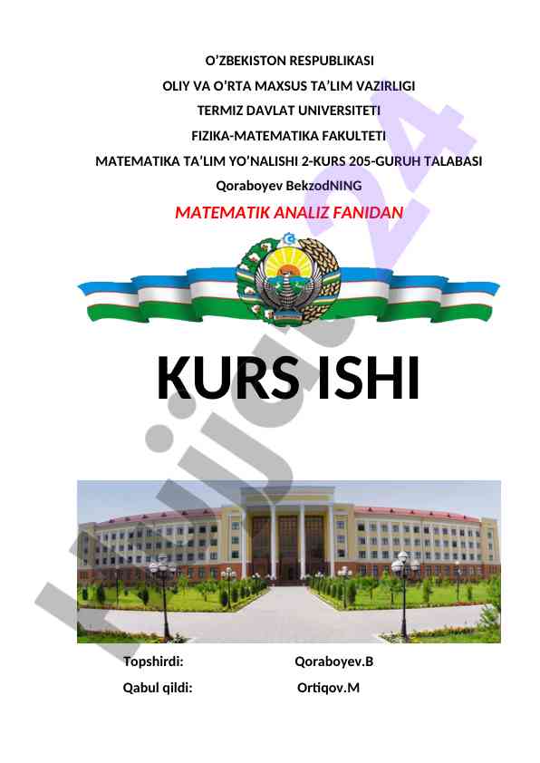 Matematik analiz kurs ishida ikki karrali integral
