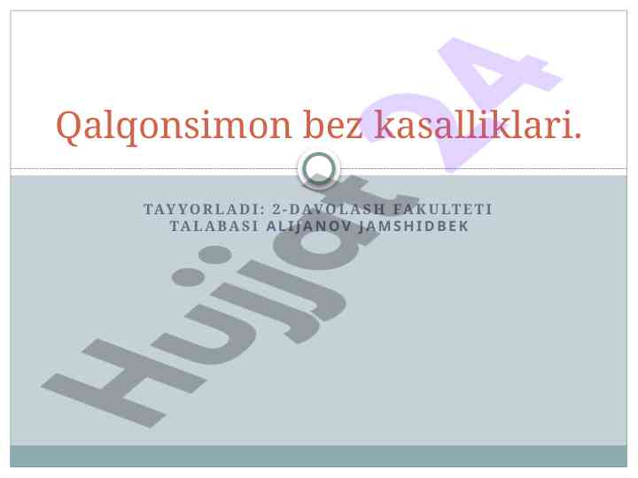 Qalqonsimon bez kasalliklari va o‘smalari