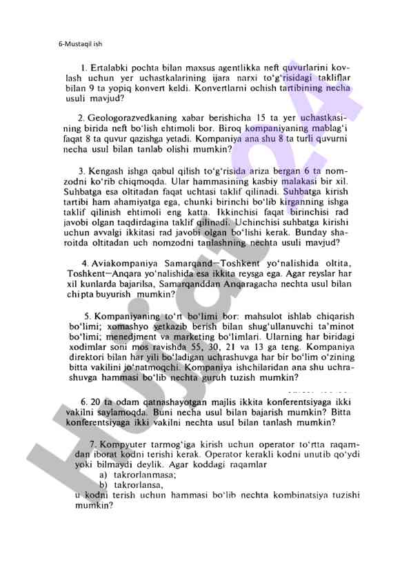 6-mustaqil ishning muxim asoslari