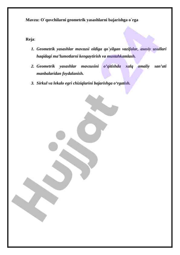 O‘quvchilarni geometrik yasashlarga o‘rgatish