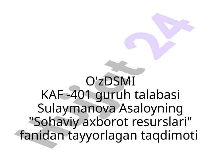 Iqtisodiyotning axborot resurslari taqdimoti