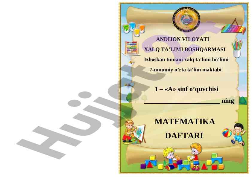 Matematika, ona tili, o'qish va kundalik daftarlari