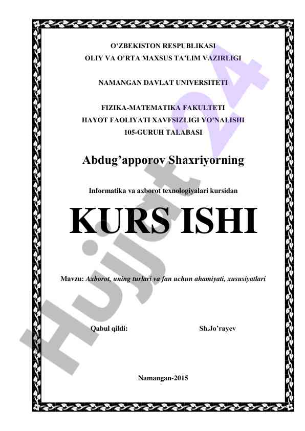 Axborot turlari va ularning fan uchun ahamiyati