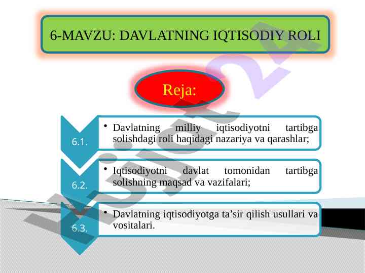 Davlatning iqtisodiy rolini o'rganish