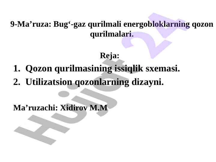 Bug‘-gaz qurilmali energo bloklari bilan tanishtirish