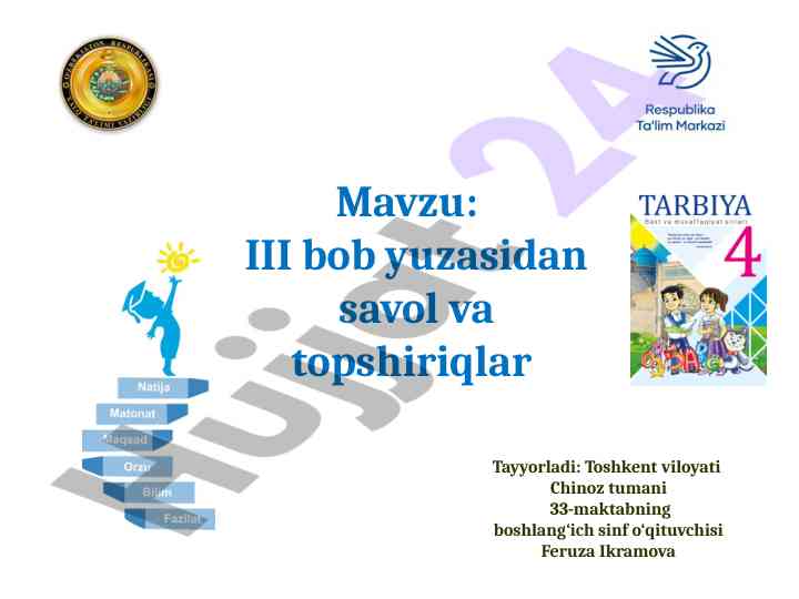 Savol va topshiriqlar ularning kayfiyati haqida