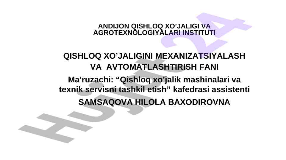 O’g’itlash mashinalari va texnik servis tashkiloti