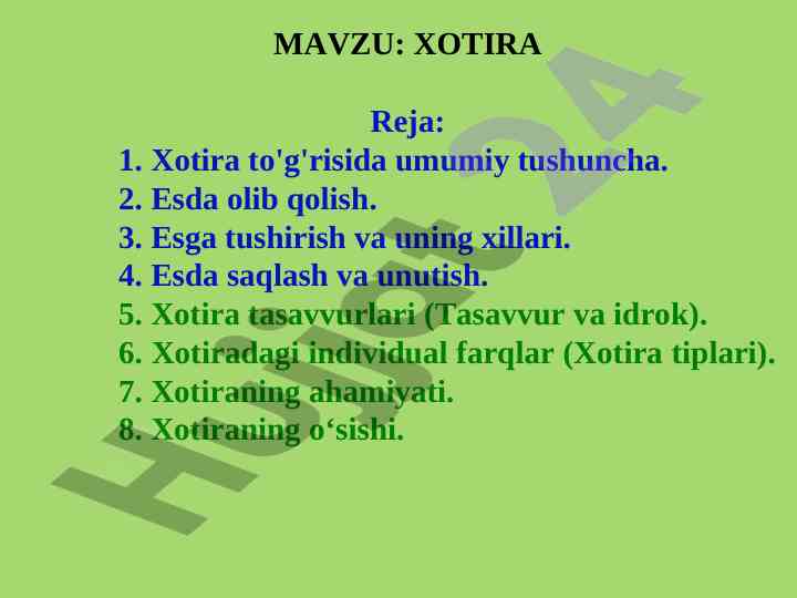 Xotira: nazariy va amaliy asoslar