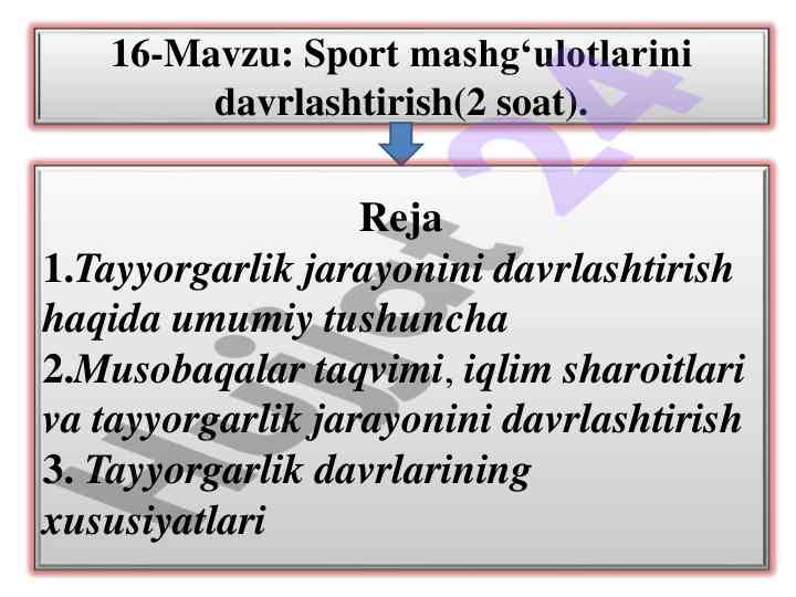 Sport mashg‘ulotlarini davrlashtirish tushunchalari