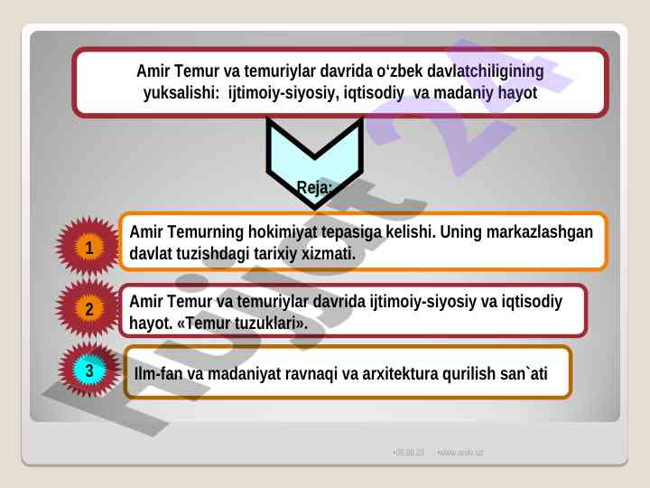 Amir temur va temuriylar davrida o‘zbek davlatchiligi