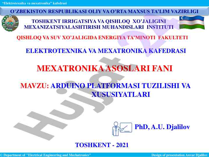 Arduino platformasi tuzilishi va xususiyatlari