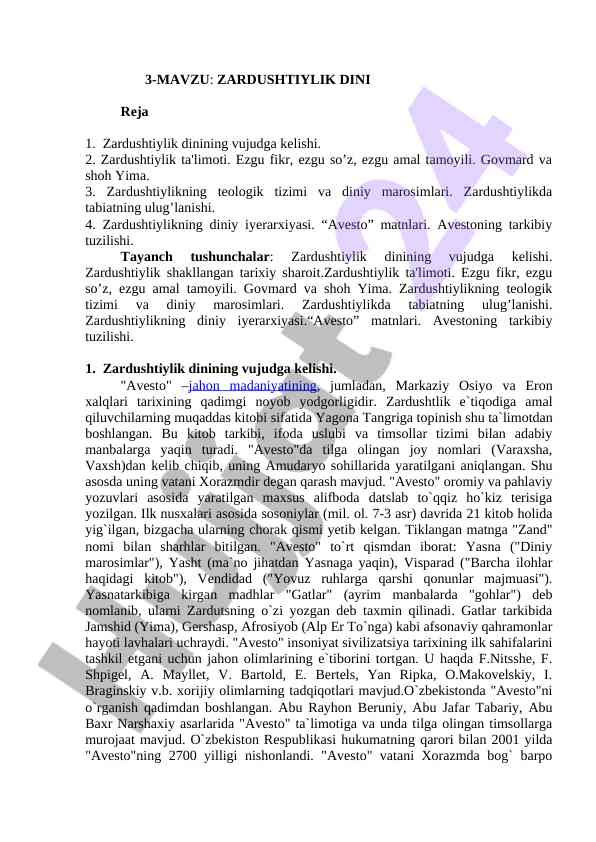 Zardushtiylik dini va uning ijtimoiy ta'siri