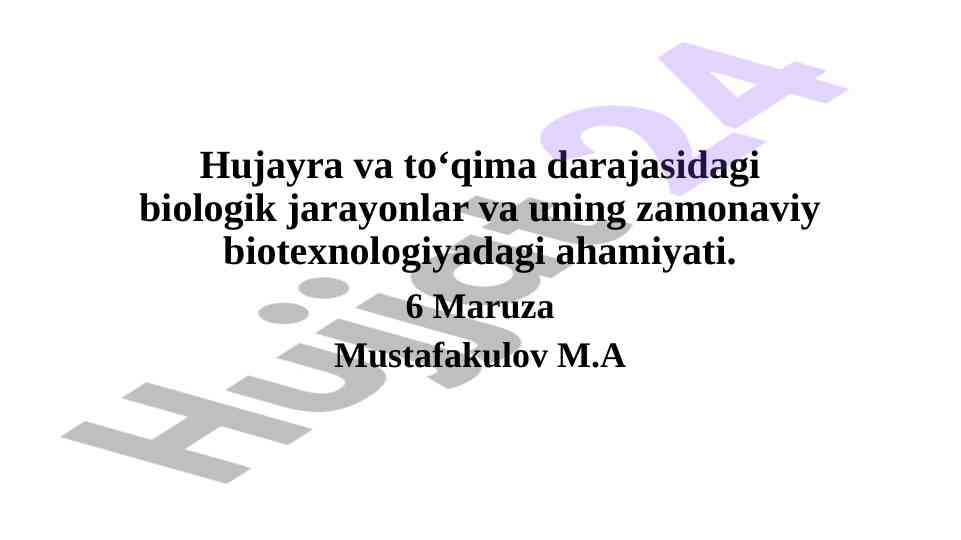 Hujayra biotexnologiyasi va uning ahamiyati