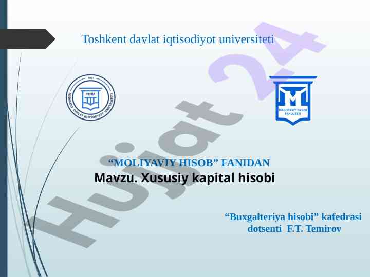 Xususiy kapital hisobi va tashkilot manbalari
