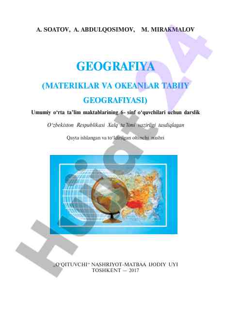 Tabiiy geografiya darsligi 6-sinf o'quvchilari uchun