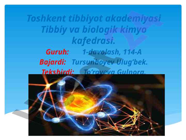 Elektrokimyo asoslari va tibbiyotda yupqa mavzular